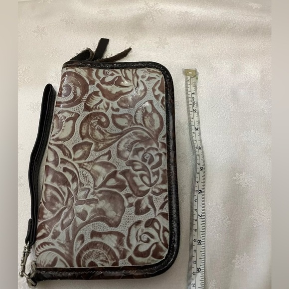 Double J Saddlery Turquoise / Brown Rose Leather Clutch Organizer C New Comments - Picture 9 of 10